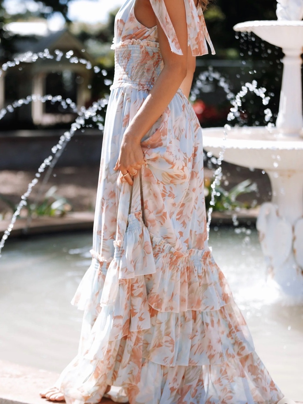 Petal & Pup Pastel Blue Floral Tie-Shoulder Maxi Dress - Picture 3 of 13